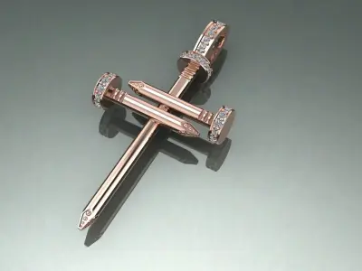 Cross NAIL Pendant with the stones 3d print model 3D print model
