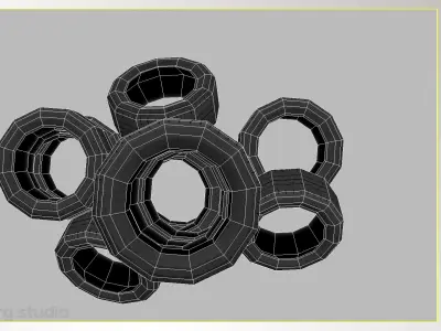 Lowpoly Tires Stack Low-poly 3D model