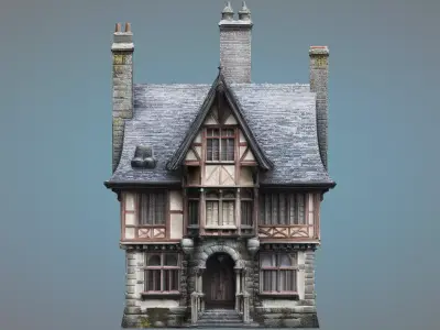 Gothic Medieval Mansion - Grand Fantasy Estate Low-poly 3D model