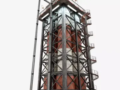 Industrial Distillation Processing Tower High Detail 3D Model 3D model
