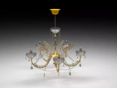 gold and crystal chandelier 3D model
