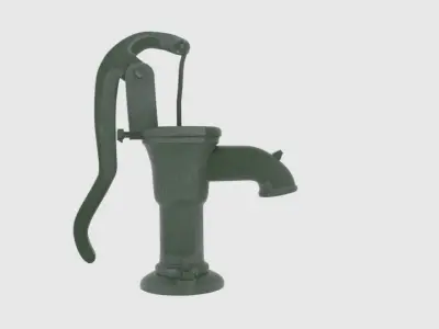 Old Green Hand Water Pump  Low-poly 3D model