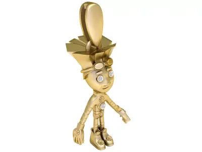 Golden Robot Character Pendant 3D Printable Model 3D print model