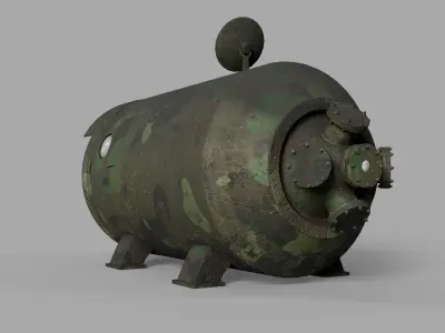 Old tank-bunker Low-poly 3D model