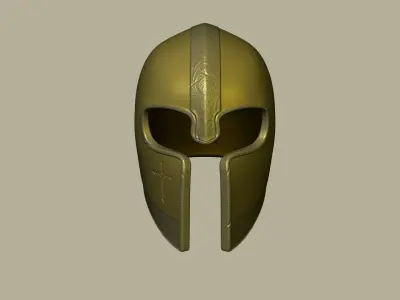 Golden Crusader Helmet - Character Design Low-poly 3D model