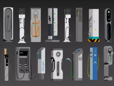 EV Charging Station Collection 3D model