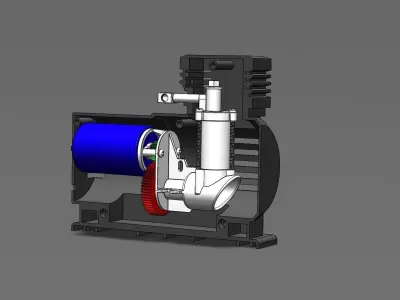 Functional mini air compressor 3D model
