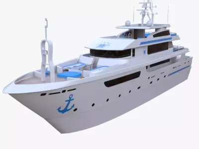 Realistic Yacht Collection 3D Models Quad PBR Game Ready Pack