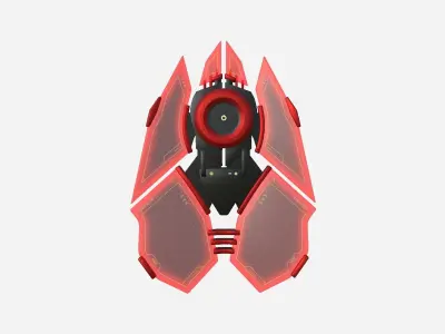 SciFi Shield A11 Red Yellow - Sci Fi Weapon Design Low-poly 3D model