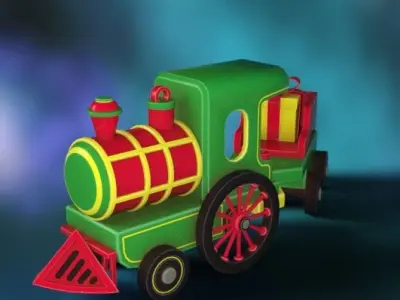 stylized toy train christmas 3D model