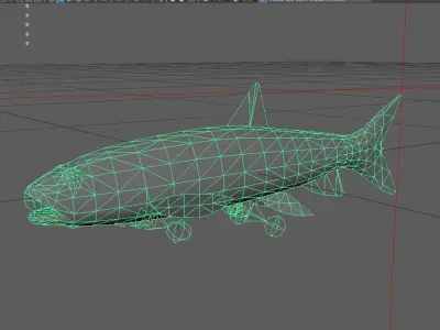 Trout Low-poly 3D model 2