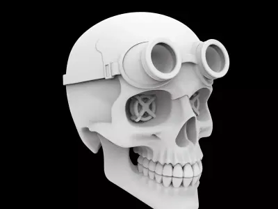 Steampunk Skull With Goggles 3D Print Model 3D print model