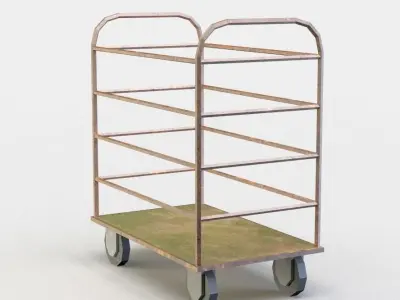 Trolley copper on wheels Low-poly 3D model