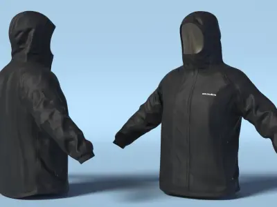 Grundens Marine Weatherproof Hooded Jacket Black 3D model