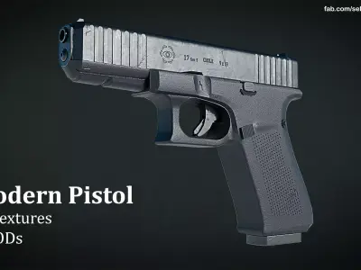 Modern Pistol Low-poly 3D model