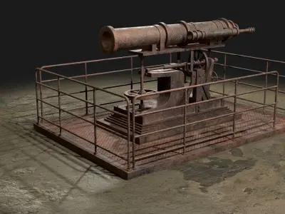 Artillery Cannon 1-Old Version Low-poly 3D model