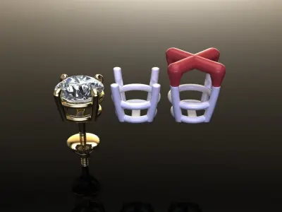 4-Prong Solitaire Earring 6MM 3D print model