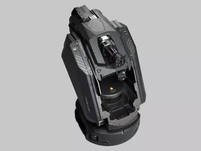 Automatic Sci-Fi Gatling turret Low-poly 3D model