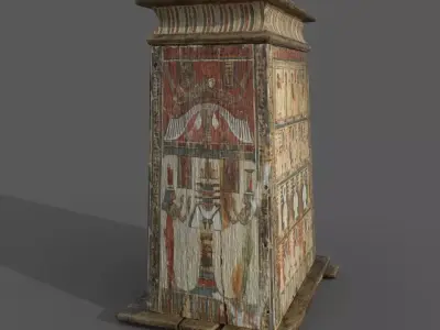  Egyptian Wooden Shabti Box Low-poly 3D model