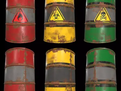 Set of barrels Low-poly 3D model