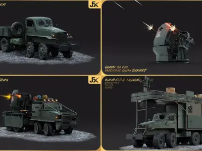 GrandPa PostApocalyptic Truck Collection-Rigging-GameReady 3D Model Pack