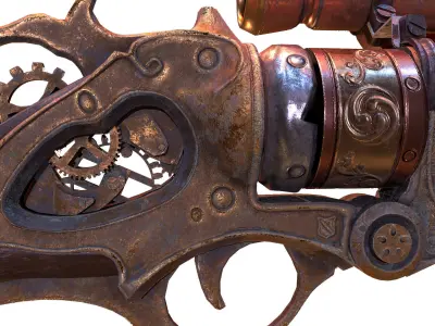 Victorian Vintage Handgun Low-poly 3D model