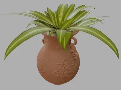 Potted Spider Plant Free low-poly 3D model