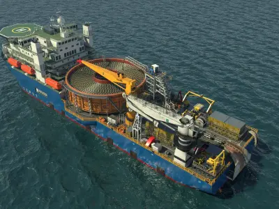 Cable Laying Vessel Low-poly 3D model