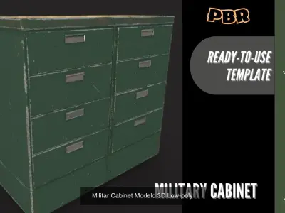 Military furniture pack Low-poly 3D model