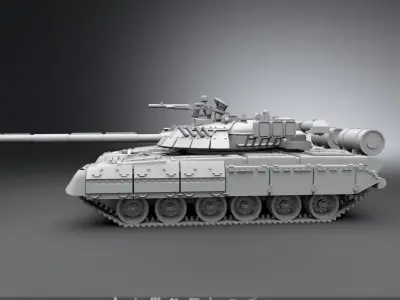 T80U Tank scale model 3D print model
