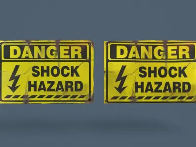 Metal warning signs Common Enviroment Assets Low-poly 3D model