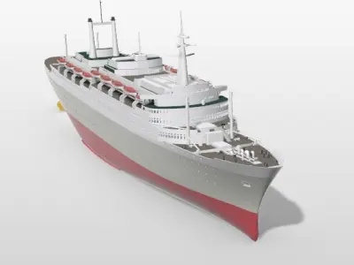 SS ROTTERDAM V ocean liner print ready  full hull and waterline 3D print model