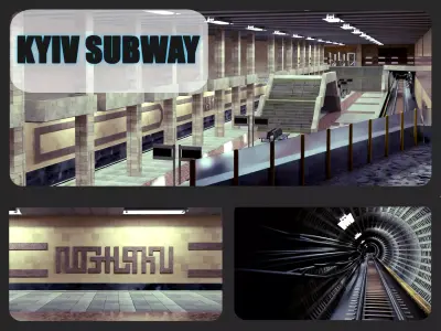 Kyiv Ukraine underground train station Pozniaky 3D model