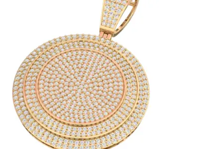 Luxury diamond round pendant  3D print model purchase