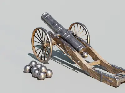  Cannon 3D Model Low-poly 3D model