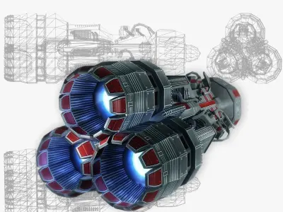 Starship huge engine 05 Sci-fi low poly Low-poly 3D model