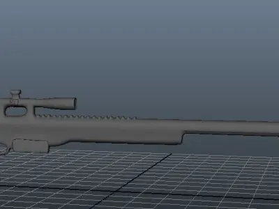 Sniper 3D gun with bullet in it Low-poly 3D model