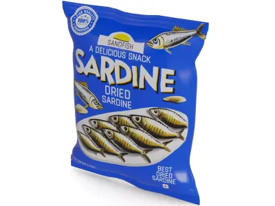 Dried fish and seafood Dried Sardine Snacks Low-poly 3D model