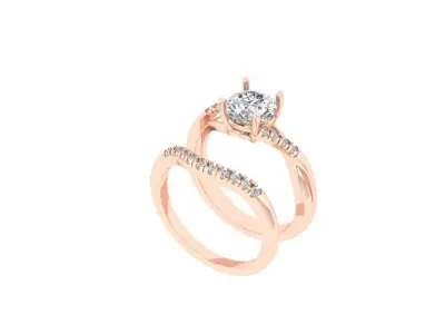 Solitair Ring Bridal Set 3D print model