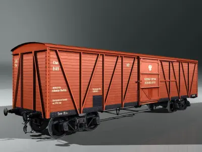 covered cargo boxcar Low-poly 3D model