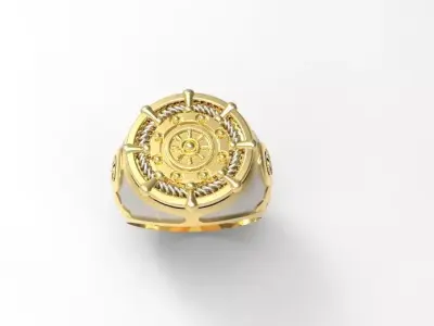 Ship Wheel Ring Free 3D print model