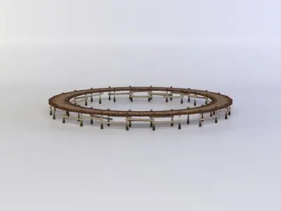 Wooden circle platform Low-poly 3D model