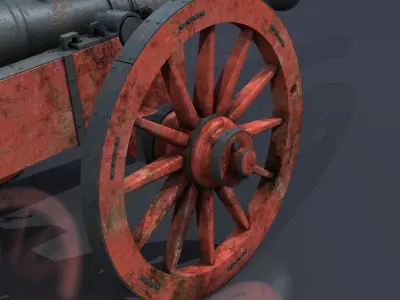 XVIII Century field cannon Low-poly 3D model