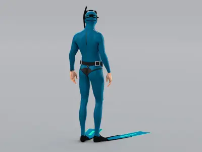 Scuba Freediver Animated HQ Editorial License 3D model