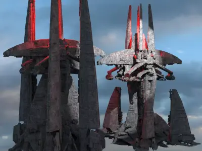 Dark Terra Former Mining tower Kitbash 2 3D model