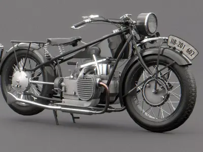Vintage Motorcycle Low-poly 3D model purchase