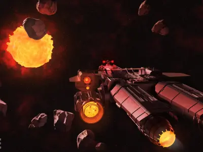 Spaceship in space 3D model