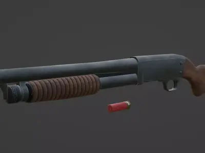 Ithaca M37 Pump-Action Shotgun  Low-poly 3D model