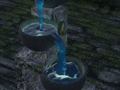 Fountain with three bowls of water 3D model