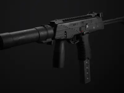 mp9 submachine pistol Low-poly 3D model